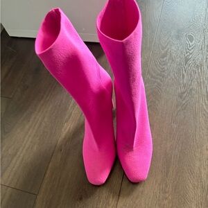 Women's Hot Pink Stretch Sock Boots